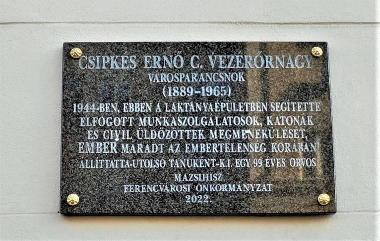 Csipkés Ernő emléktáblája