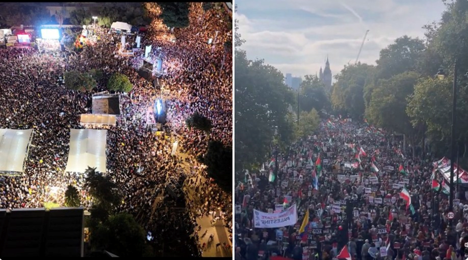 Tüntetés Tel-Avivban és Londonban