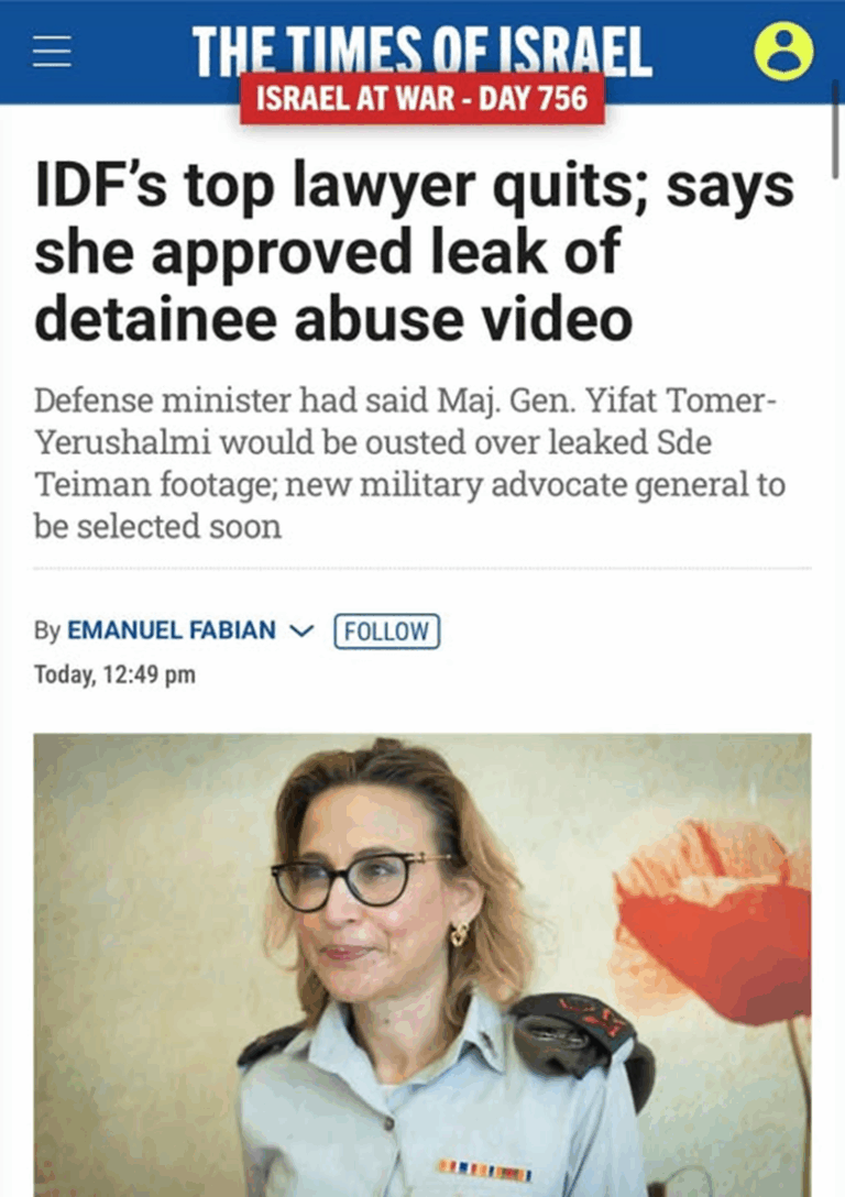 Times of Israel címlapja