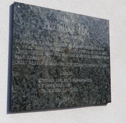 Friedman Selig emléktáblája